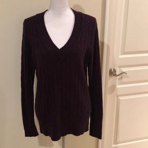 Ann Taylor Burgundy Colored V-neck Sweater